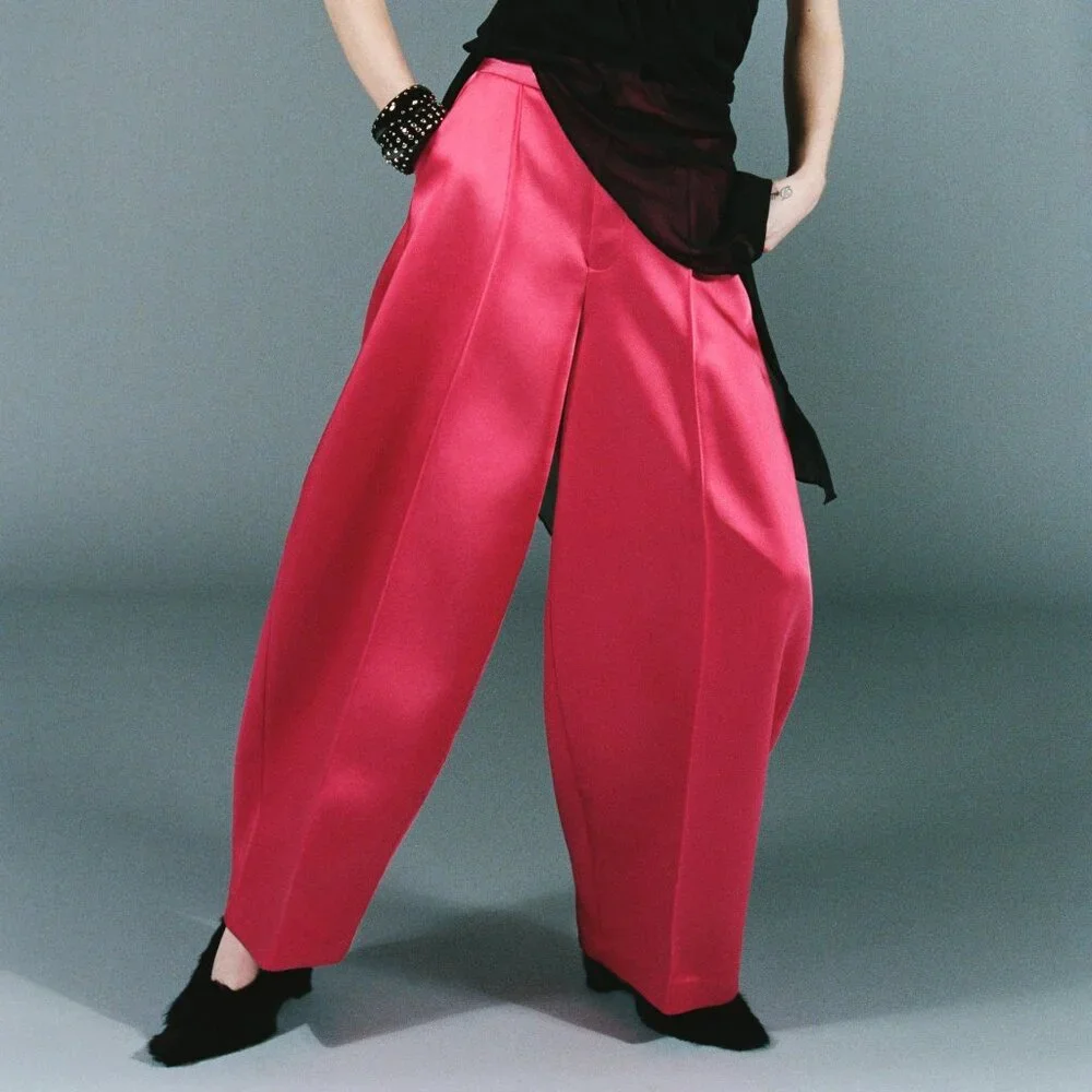 ZARA SATIN EFFECT BALLOON PANTS - Picture 5 of 10
